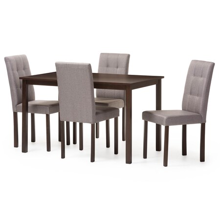 Baxton Studio Andrew Modern 5-Piece Grey Upholstered Grid-tufting Dining Set 123-5255-6810
